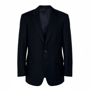 Vintage Made In USA Black 100% Cashmere Two Button Sport Coat Blazer 48R